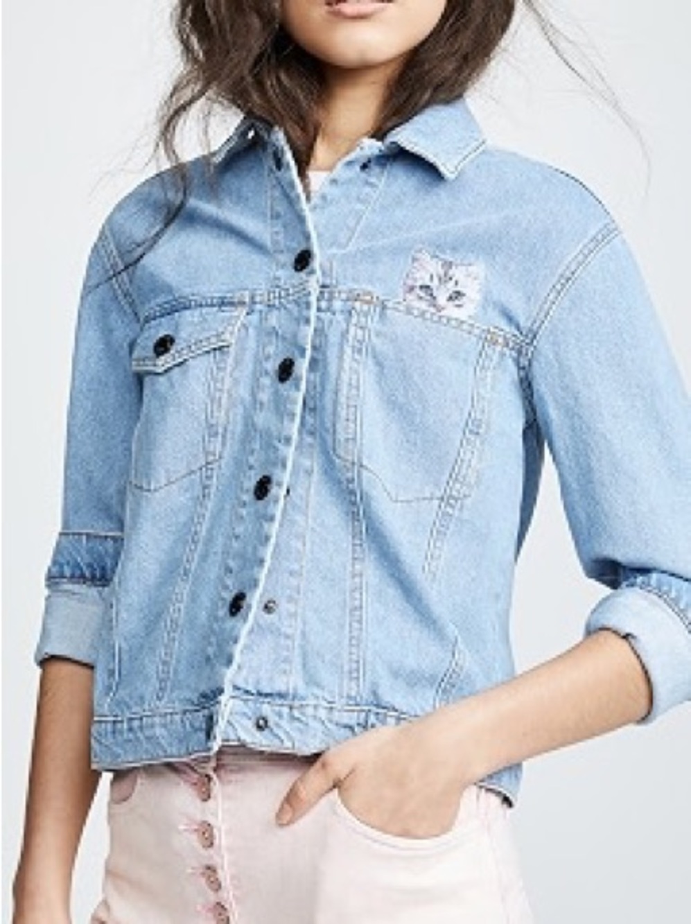 Paul & Joe Sister Denim Jacket with Cat Patch